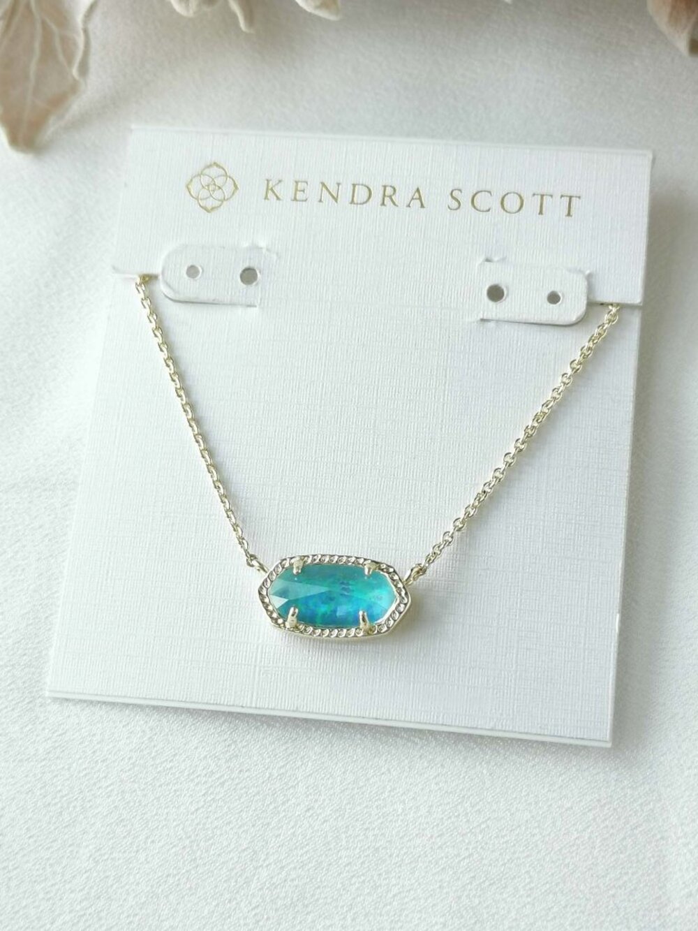 Kendra Scott Elisa Gold Aqua Kyocera Opal Necklace NEW Perfect condition